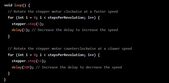 Adjust speed of stepper motor