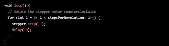 Rotate stepper motor counter clockwise