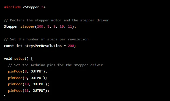 Setting up the arduino code