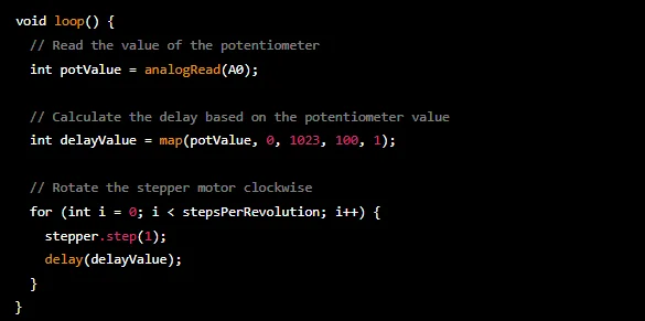 Use potentiometer to control stepper motor